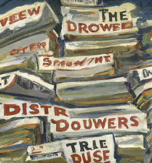 painting of a pile of newspapers